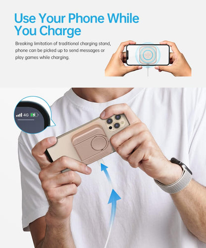 2 in 1 Magnetic Wireless Charger, Folding Dual Fast Magnetic Wireless Charging Station Stand Compatible with Iphone 13/12/ Pro Max/Mini/Apple Watch Se/7/6/5/4/3/2/1